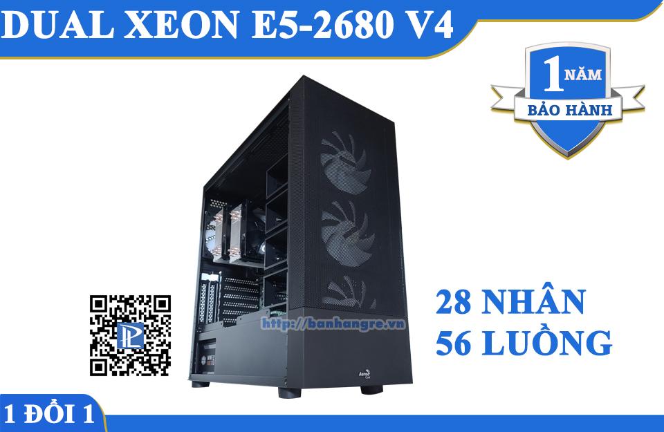 Supermicro X10 V4 / Dual Xeon E5-2680 V4 (56 Luồng) / DDR4 ECC 64GB / SSD NVMe 1TB
