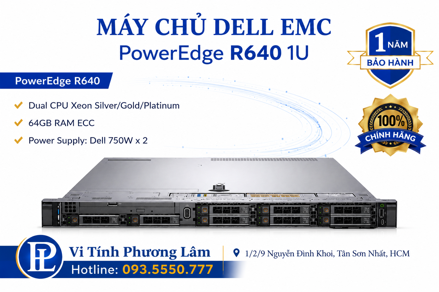 DELL EMC PowerEdge R640 | 8 Bay SFF | Dual Xeon Gold 6138  (40 Core / 80 Threads) | Ram ECC 64Gb | SSD SAS 400GB X 2 | Rack 1U